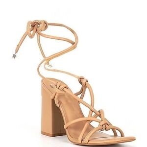 Nude Gianni Bini Wrap Block Heels